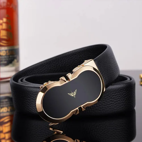 Vista 7 de VANNANBA Leather Ratchet Belts for Men Automatic Buckle with Belt Box, Gift for Men