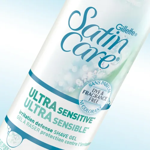 Vista 5 de Gillette Satin Care Gel de afeitado ultra sensible para mujer, paquete de 2, 7 onzas cada uno, sin frangrancia