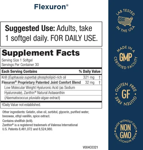 Vista 2 de Purity Products Paquete de fórmula para articulaciones Flexuron + tabletas EverStrong, Flexuron, aceite de krill, ácido hialurónico + astaxantina