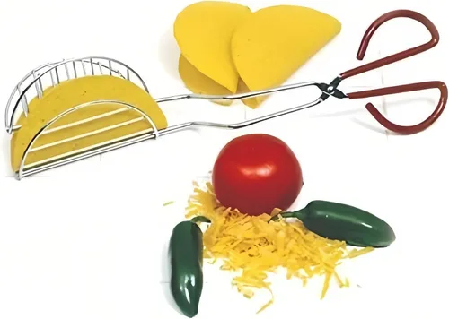 Vista 3 de Taco Maker Prensa Frito Taco Shells Molde crujiente Freidora profunda en forma de L Acero inoxidable Taco Shell Herramientas de cocina Gadgets