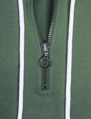 Vista 4 de GIVON Sudadera con capucha para mujer, ligera, de manga larga, media cremallera, talla grande