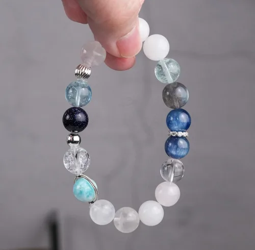 Vista 184 de Precious Gemstone Natural Crystal Healing Bracelet, Rutilated Quartz, Moonstone, Quartz Handmade Original Design Bracelet