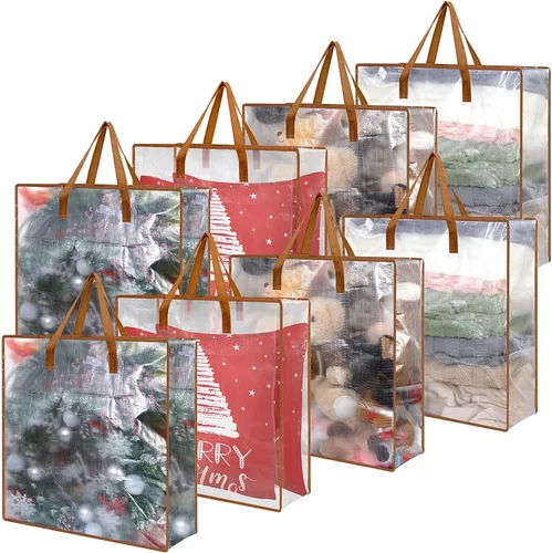 Vista 10 de 8 bolsas transparentes de almacenamiento de coronas de 26 pulgadas, contenedor de guirnaldas, guirnalda de puertas, soporte de almacenamiento de Gris