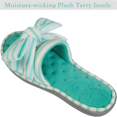 Vista 7 de ULTRAIDEAS - Pantuflas de espuma viscoelástica para mujer, con puntera abierta y correa ajustable, pantuflas de meter sin agujetas para mujer, forro