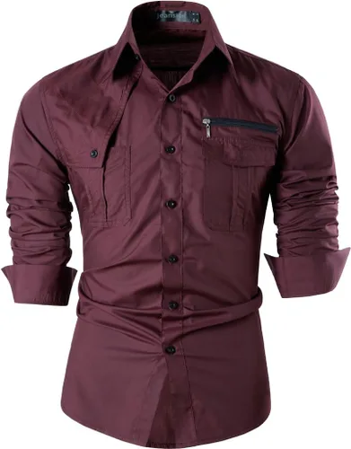 Vista 65 de jeansian - Camisas de manga larga de ajuste entallado para hombre (8397), con botones, informales y de vestir.