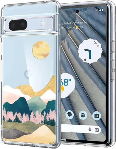 Vista 14 de Unov Funda para Pixel 7a, transparente con diseño, ajuste delgado, buen agarre, funda de teléfono en relieve, cubierta protectora a prueba