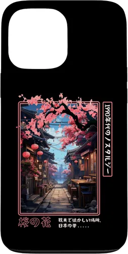 Vista 23 de iPhone 16 Japanese Vaporwave Nostalgia Cherry Blossoms 1990s Aesthetic Case
