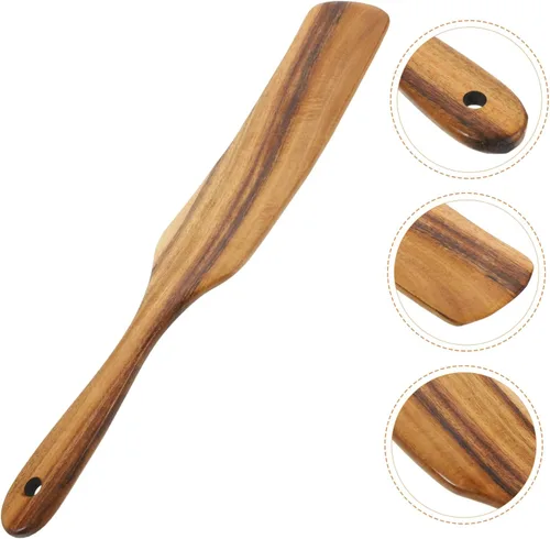 Vista 3 de Elegante espátula de mango largo de madera 13.4 in de gran tamaño antiadherente herramienta de cocina accesorio de cocina