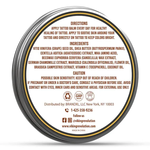 Vista 6 de Viking Revolution Bálsamo para el cuidado del tatuaje para antes, durante y después del tatuaje, crema hidratante natural para el cuidado posterior
