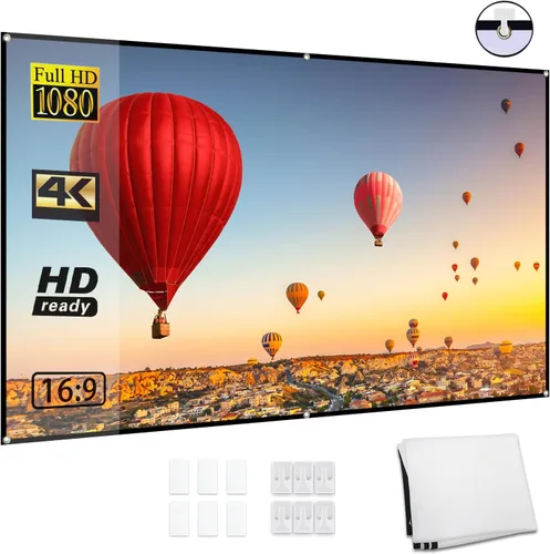 Vista 8 de Docooler Pantalla de proyector, pantalla de proyección plegable 16:9 de 80 pulgadas, pantalla de proyección plegable duradera para montaje en pared