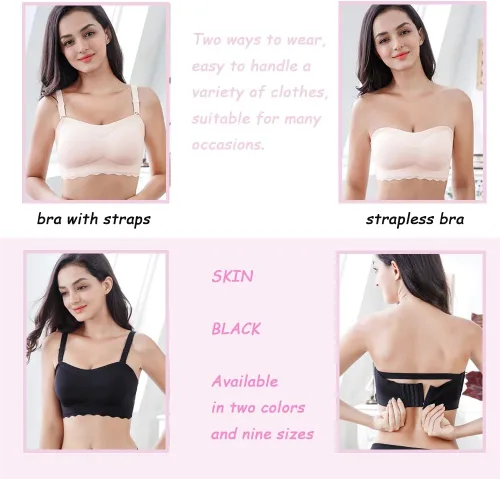 Vista 2 de Filifit - Brasier antideslizante de seda de hielo, brasier de tubo de seda de hielo, brasier sin tirantes de talla grande para mujer (XL, piel)