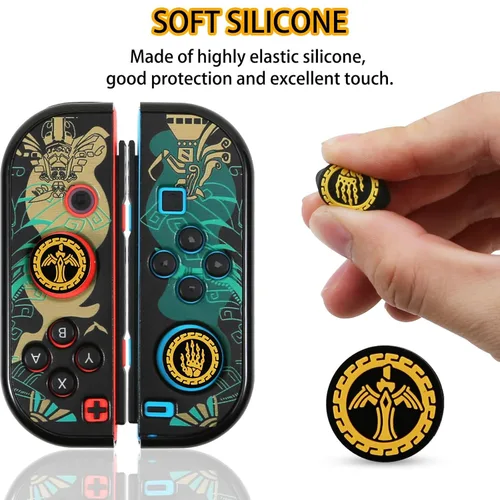 Vista 2 de Yebowe Tapas de agarre para el pulgar del interruptor, cubierta de silicona suave, compatible con SwitchOLEDSwitch Lite, cubierta de botón analógico