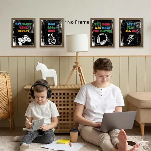 Vista 4 de AEHIE Póster artístico de pared para sala de juegos para niños, adolescentes, niños, dormitorio, sala de juegos, decoración de sala de juegos, club