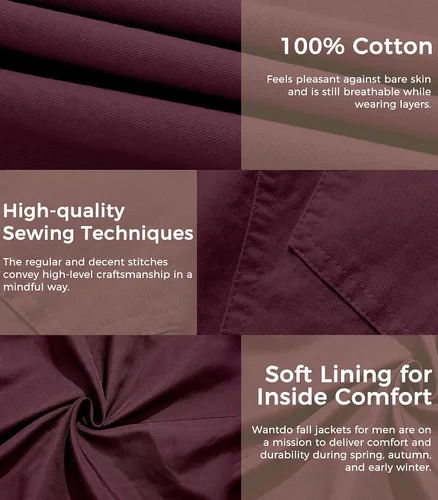 Vista 5 de Wantdo Chamarra rompevientos para hombre con cuello de algodón para hombre.