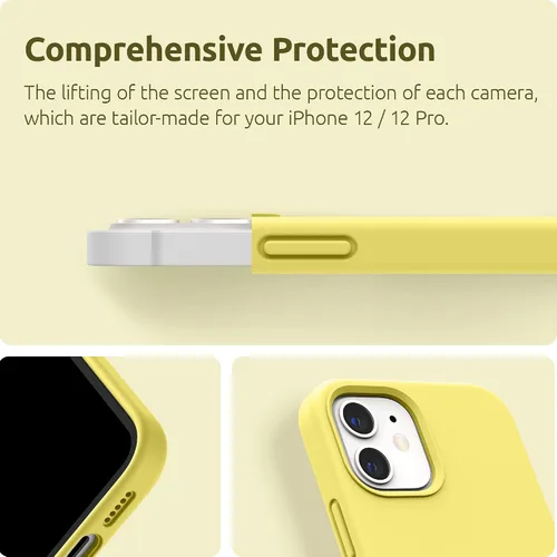 Vista 7 de SURPHY Diseñada para iPhone 12 y iPhone 12 Pro de 6.1 pulgadas, funda gruesa de silicona líquida (con forro de microfibra) para iPhone 12 y 12 Pro