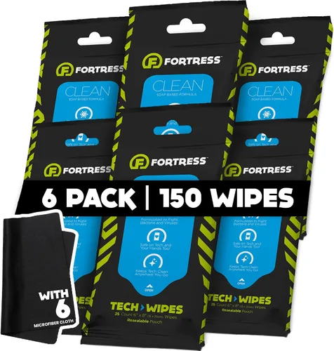 Vista 10 de Fortress Toallitas electrónicas (25 unidades, paquete de 3) toallitas para llevar para pantallas, teléfonos, teclados, monitores de TV, pantallas