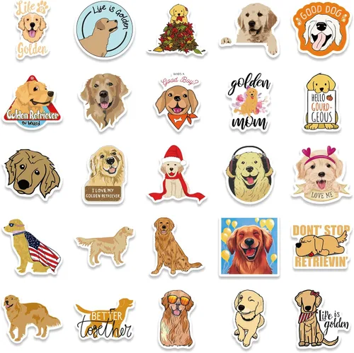 Vista 3 de 50 calcomanías de dibujos animados de perros, coloridas calcomanías estéticas de PVC impermeables para botella de agua, guitarra, equipaje Dibujos