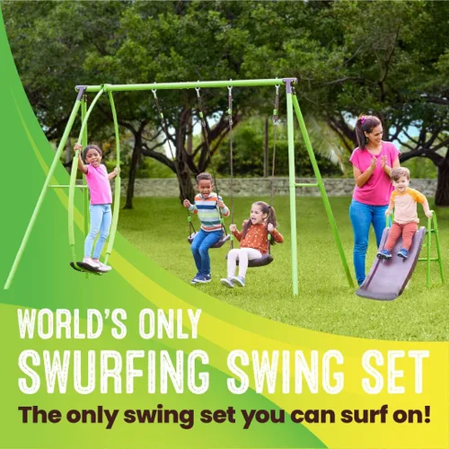Vista 2 de Swurfer PAW Patrol Swing Sets for Backyard, Swingset Outdoor for Kids