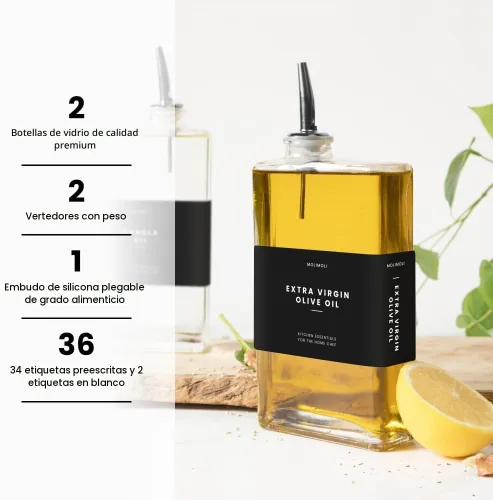 Vista 2 de Molimoli Dispensador de Aceite de Oliva para Cocina, Vertedor Automático, Dispensador de Botella de Vidrio Delgada para Cocina, Aceitera de Aceite