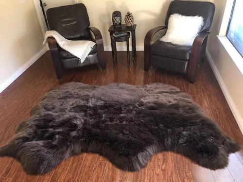 Vista 36 de LAMBZY Alfombra de piel de oveja auténtica, parte inferior gruesa y fuerte, fácilmente lavable, resistente a las manchas, perfecta para sala