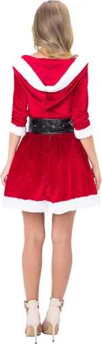Vista 5 de Disfraz de Papá Noel de 2 piezas para mujer, Rojo