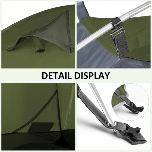 Vista 5 de Bessport Tienda de campaña para 1/2 persona, impermeable, dos puertas, tienda de mochilero, fácil instalación, ligera, para exteriores, senderismo