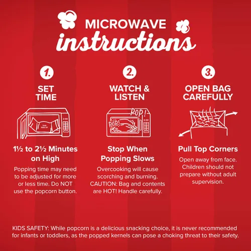 Vista 6 de Orville Redenbacher's Palomitas de maíz para microondas, sabor a mantequilla de cine, 0.11 onzas de fibra por porción, suministros nocturnos
