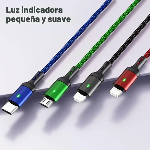 Vista 7 de Cable de carga múltiple 4A, 5 pies/2 unidades 4 en 1 cable de carga