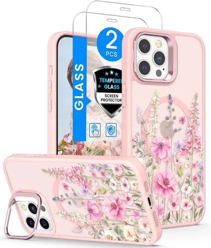 Vista 15 de Dretal para Funda iPhone 12, Funda iPhone 12 Pro Floral, con Protector de Pantalla, Soporte para Cámara, Protección de Grado Militar, Funda