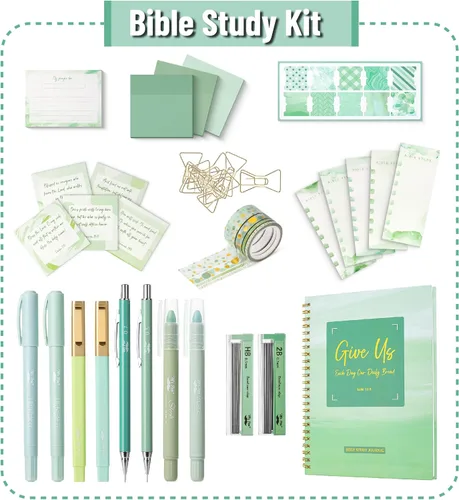 Vista 2 de Mr. Pen - Kit de diario bíblico para mujeres Bible Highlighters and Pens No Bleed, Notes, Tabs, Washi Tape & Journal for Devotions, Prayer &