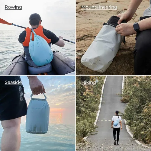 Vista 7 de Bee Nesting Juego de bolsas secas ultraligeras para mochileros, saco seco impermeable para camping, senderismo, motocicleta, saco de cosas ligeras