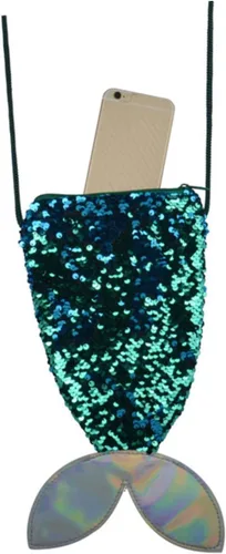 Vista 8 de o pescado portátil adorable bolsa chica azul diseño brillante cola hombro sirena niños monedero teléfono almacenamiento lentejuelas, Picture 1