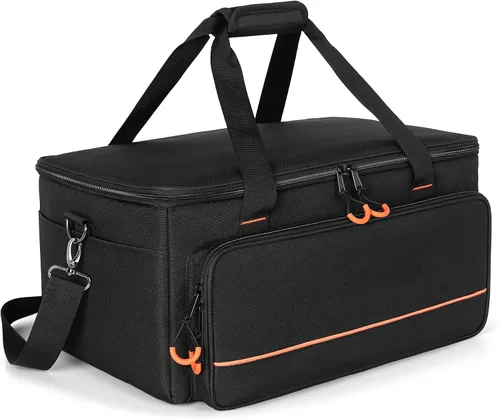 Vista 9 de LUXJA Bolsa de luz acolchada para 4 luces par, funda con divisor interior y bolsillos para accesorios, color negro