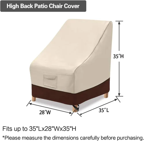 Vista 2 de Vailge Funda para Silla de Patio de Alto Respaldo, Fundas para Sillas de Exterior Impermeables, Funda para Silla de Comedor de 600D, Silla de Césped
