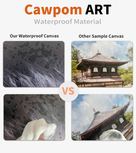 Vista 6 de Cawpom Arte de pared de Los Ángeles en blanco y negro, cuadro decorativo para pared, diseño de horizonte de Los Ángeles, póster de palmera, marco