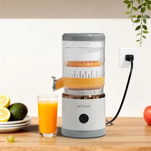 Vista 2 de Heynemo Exprimidor eléctrico de cítricos, exprimidor automático de jugo de 90 W con alta velocidad de 15,000 RPM, ideal para limón, naranja, frutas