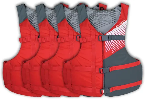 Vista 15 de Stohlquist Universal Fit Adult Life Jacket PFD (4 Pack) Coast Guard Approved, for Men and Women 90+ lbs, Lightweight Neoprene and Adjustable, Ideal
