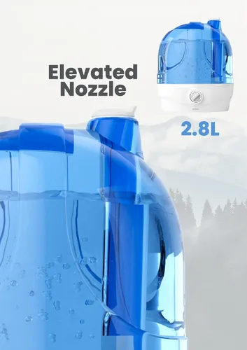 Vista 6 de AZEUS Humidificadores para dormitorio, humidificadores ultrasónicos de niebla fría de 2.8 L para el hogar, guardería y plantas, humidificador