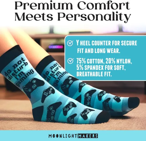Vista 44 de Moonlight Makers Funny Colored Socks, Novelty Socks, Stocking Stuffer, Unisex Socks