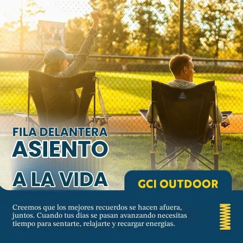 Vista 5 de GCI Outdoor Comfort Pro Mecedora para Acampar Silla mecedora plegable portátil con reposabrazos duraderos y portavasos — Rosado