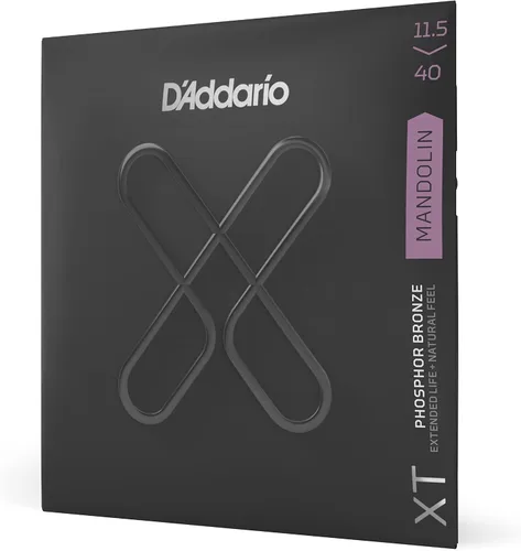 Vista 7 de D'Addario Cuerdas de mandolina, XT, revestimiento de bronce fosforoso, XTM1140, mediano 11-40, juego de 8 cuerdas, paquete de 1
