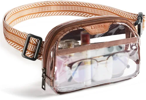 Vista 23 de LATMAP Bolsa transparente para eventos de estadio, bolso transparente para mujer, bolsa cruzada de estadio, bolsa transparente para conciertos