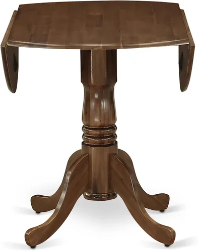 Vista 4 de East West Furniture DLGA3-AWA-03 - Juego de mesa de comedor de 3 piezas que contiene una mesa de cocina redonda con gotas y 2 sillas Parson, 42 x 42