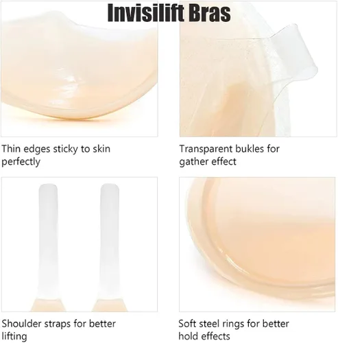 Vista 6 de Sujetador invisible levantado, sujetador adhesivo de silicona, cinta adhesiva de silicona oculta con correa, brasier Invisilift para pechos grandes