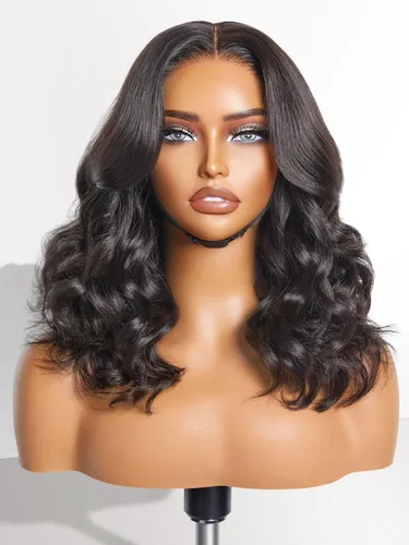Vista 10 de LUVME HAIR Peluca Bob de Cabello Humano Borgoña 99J de 10'', Peluca de Cierre de Encaje HD Sin Pegamento Precortada y Predepilada, Elegante Rojo