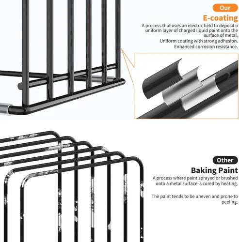 Vista 8 de KORRTFID Organizador de armario de cocina, soporte para utensilios de cocina de acero, soporte dividido con 5 ranuras para sartenes, bandeja