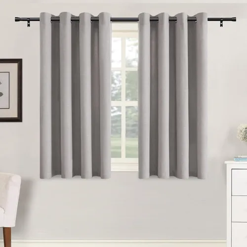 Vista 30 de H.VERSAILTEX Cortinas de cocina texturizadas de lino natural con ojales de 45 pulgadas de largo, lino sintético grueso para oscurecer la habitación