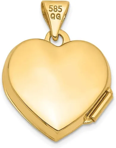 Vista 4 de Medallón de corazón liso de oro amarillo de 14 quilates 0.787x0.591 in, Metal