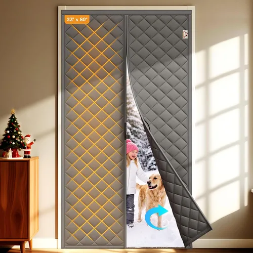 Vista 19 de Yotache - Cortina magnética aislada térmica para puerta, se adapta a puertas de 28 x 78 pulgadas, cortina de 30" x 80", material Oxford resistente a