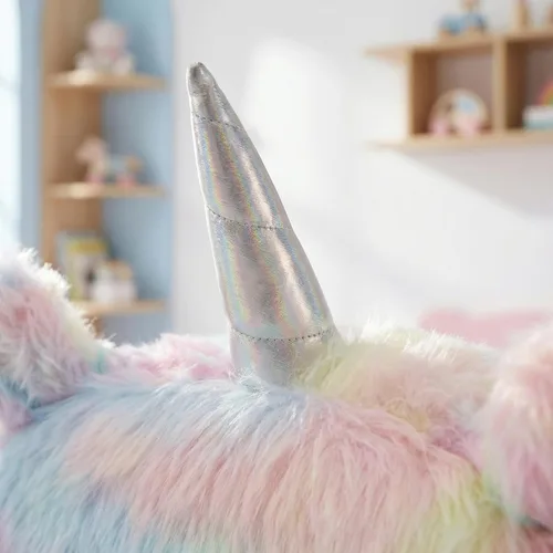 Vista 7 de Silla Linda y Peluda para Niños, Silla Divertida y Giratoria para Escritorio de Estudio, Silla de Tocador Colorida para Niñas, Silla Giratoria